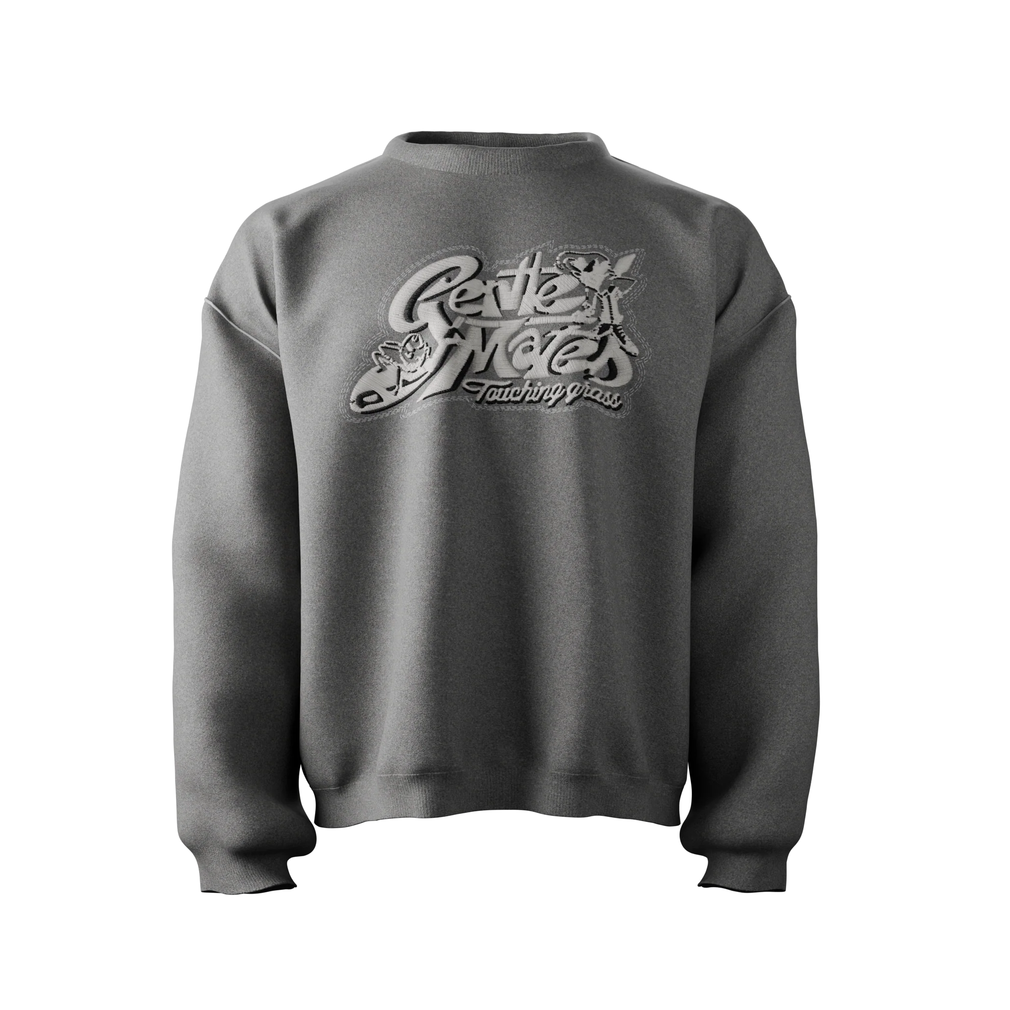Crewneck Touching grass gris chiné